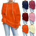 thumbnail image 1 of YanHoo Womens Off Shoulder Sweatshirts Long Sleeve Drawstring Sweater Spring Fall Fashion Casual Oversized Loose Fit Streetwear Pink,M, 1 of 8