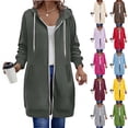 thumbnail image 1 of YanHoo Womens Oversized Long Hoodies Plus Size Full Zip Up Sweatshirts Loose Solid Color Hooded Tops Casual Comfy Coats, 1 of 8