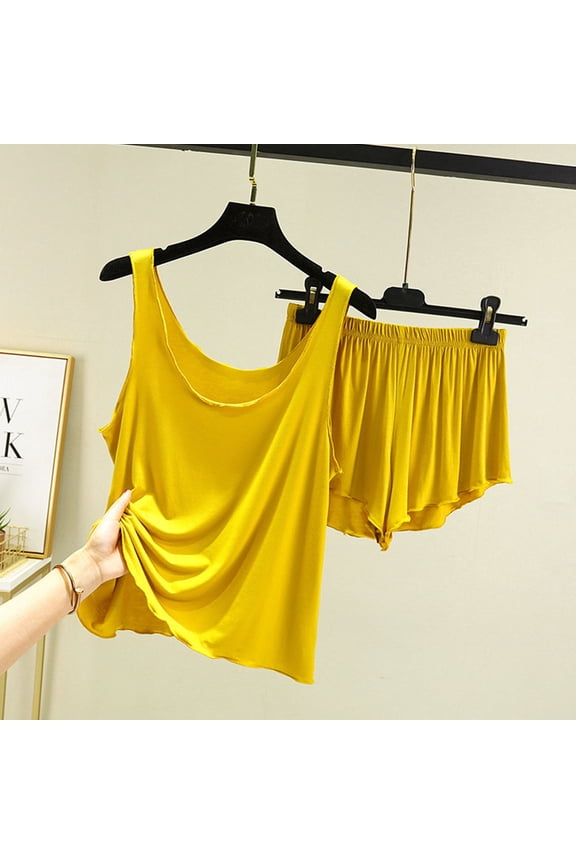 Womens Pajama Sets Modal Pjs Sleeveless Tank Top and Shorts Sleepwear Soft Pjs 2 Piece Lounge Set M-XXL