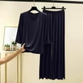 thumbnail image 1 of YanHoo Womens Pajamas Set 2 Piece Outfits Lounge Set Casual Loose Fit 3/4 Sleeve Tops and Wide Leg Pants Sleepwear, 1 of 6