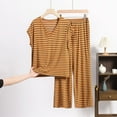 thumbnail image 1 of YanHoo Womens Pajamas Sets 2 Piece Lounge Set Striped Sleeveless V Neck Tops and Long Pants Soft Pjs Plus Size Maternity Loungewear, 1 of 4