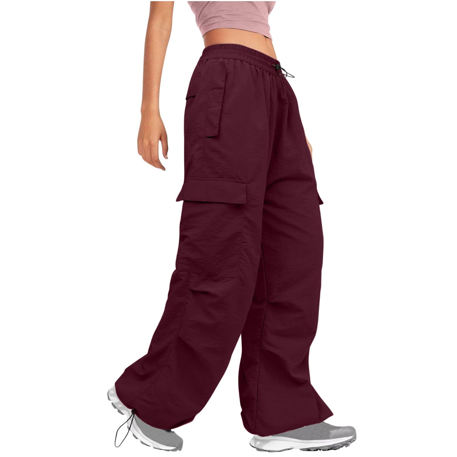 Women Relaxed Fit Wide Leg Pants Parachute Baggy Elastic Low Waisted  Fashion Y2K Teen Girls Loose Trousers with Pockets : : Clothing,  Shoes 