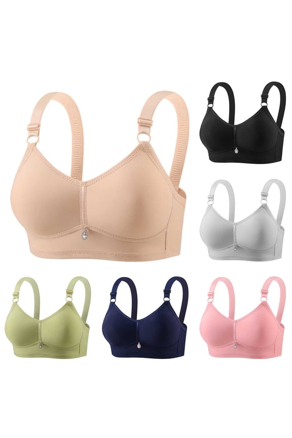 Womens Plus Size Bras Seamless Wireless Supportive Bra with Adjustable Straps No Underwire Push Up Comfort Soft T-Shirt Bralettes