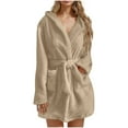 thumbnail image 1 of YanHoo Womens Plush Soft Robe Fluffy, Warm Fleece Sherpa Shaggy Bathrobe Fuzzy Cozy Lightweight Shower Spa House Mid-Long Robe for Women, 1 of 5