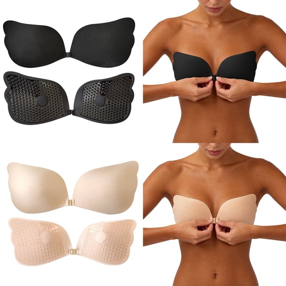 YanHoo Womens Push Up Sticky Bra Strapless Adhesive Bra for Backless Dress Reusable Invisible Stick On Bras Wedding Party