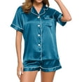 thumbnail image 1 of YanHoo Womens Satin Pajamas Set Short Sleeve Button Down 2 Piece Silk Pjs Shorts Set Sleepwear with Pocket S-XXL, 1 of 8