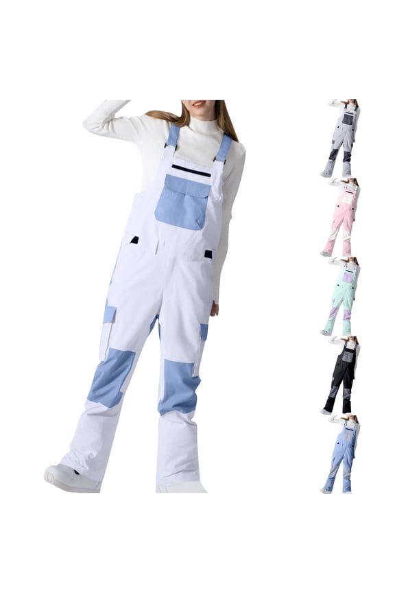Womens Ski Snow Bibs Pants Insulated Water Resistant Overalls Snowboarding Winter Waterproof Outdoor Sports Jumpsuits