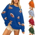 thumbnail image 1 of YanHoo Womens Sparkle Football Sequin Sweatshirt Game Day Y2K Crewneck Oversized Shirt Long Sleeve Pullover Tops, 1 of 5