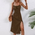 thumbnail image 1 of YanHoo Womens Summer Polka Dot Dresses Spaghetti Strap Split Dress Slim Fit High Waist Cami Dress Midi Dress Ladies Summer Dresses, 1 of 7