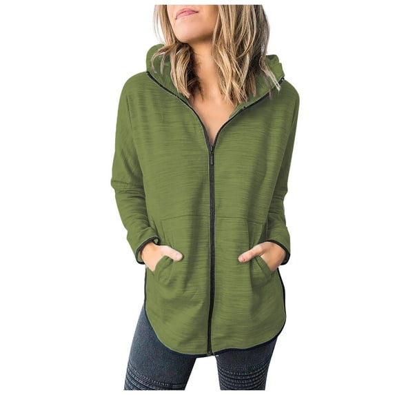 YanHoo Womens Zip Up Sweatshirts Lightweight Athletic Long Sleeve Hoodie Jackets Workout Full Zip Up Tunic Sweatshirt Solid Casual Sweater Tops 2024 Fall Clothes Clearance Sales