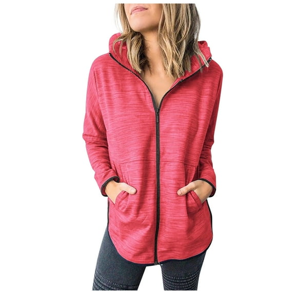 YanHoo Womens Zip Up Sweatshirts Lightweight Athletic Long Sleeve Hoodie Jackets Workout Full Zip Up Tunic Sweatshirt Solid Casual Sweater Tops 2024 Fall Clothes Clearance Sales