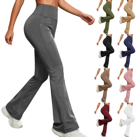 YanHoo Workout Leggings for Women Tummy Control Straight Leggings 29"/ 32"/ 33"/ 35" High Waist Buttery Soft Gym Yoga Pants Army Green,M