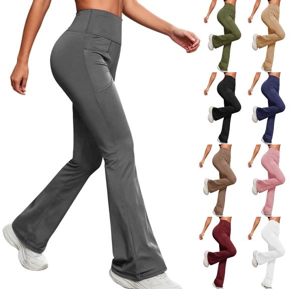 YanHoo Workout Leggings for Women Tummy Control Straight Leggings 29"/ 32"/ 33"/ 35" High Waist Buttery Soft Gym Yoga Pants Pink,L