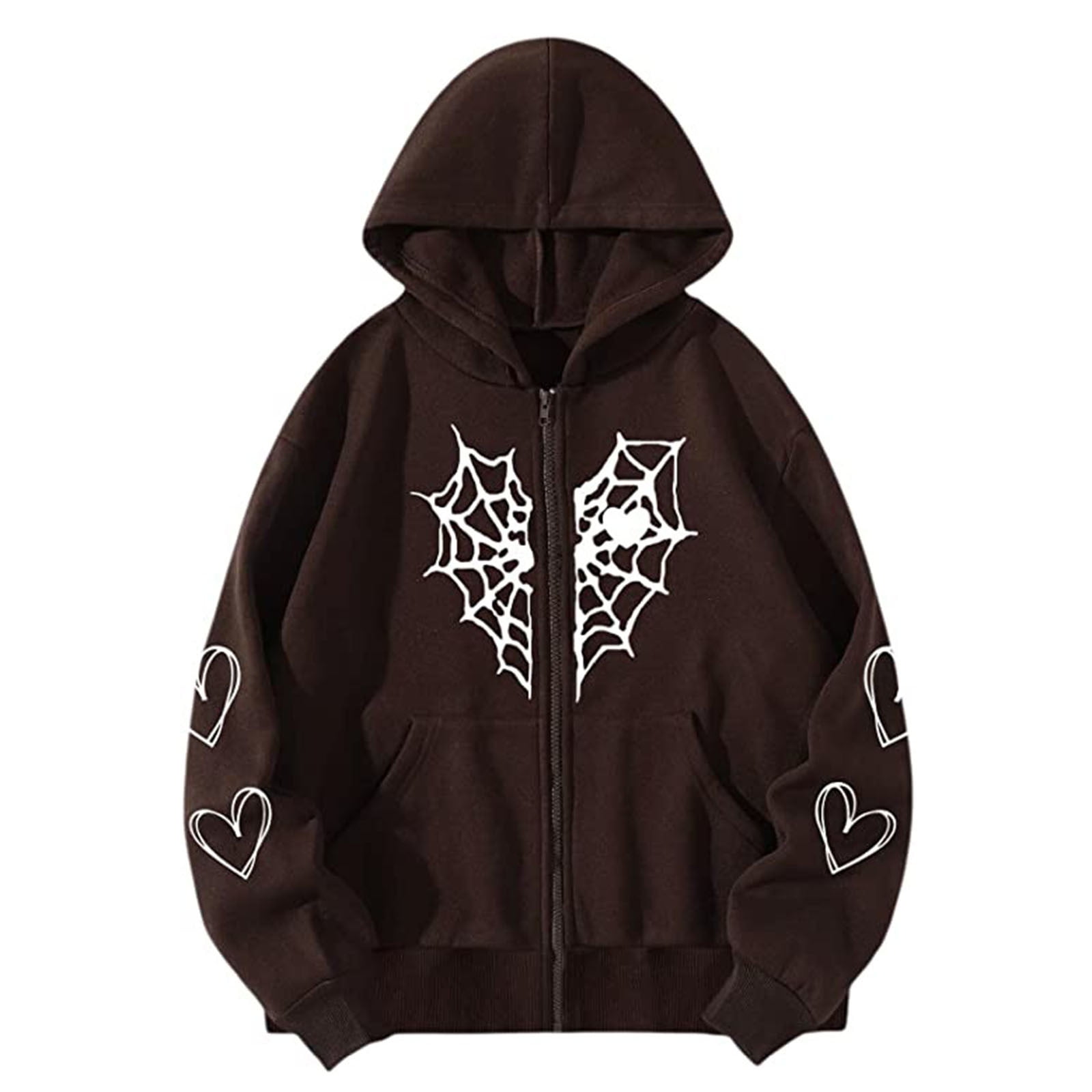 YanHoo Zip Up Hoodies for Women 2023 Trendy Gothic Halloween Zip Up