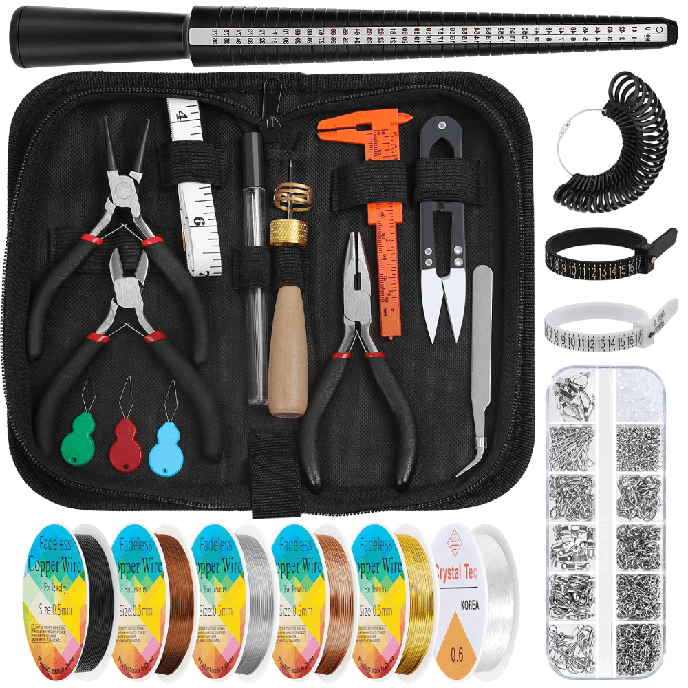 YanJici Jewelry Wire Wrapping Jewelry Making Supplies Kit, Ring Sizer Measuring Tools Kit, Ring Craft Wires, Jewelry Findings for Rings Repair