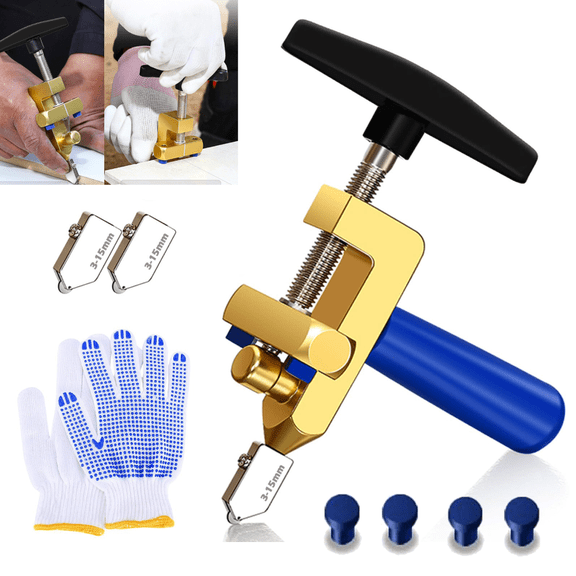 YanJici Tile Cutter Hand Tools, 2 in 1 Glass Tile Cutter Breaking Pliers with 3 Tungsten Steel Blade, Manual Mirror Cutting Tool for Glazed Ceramic