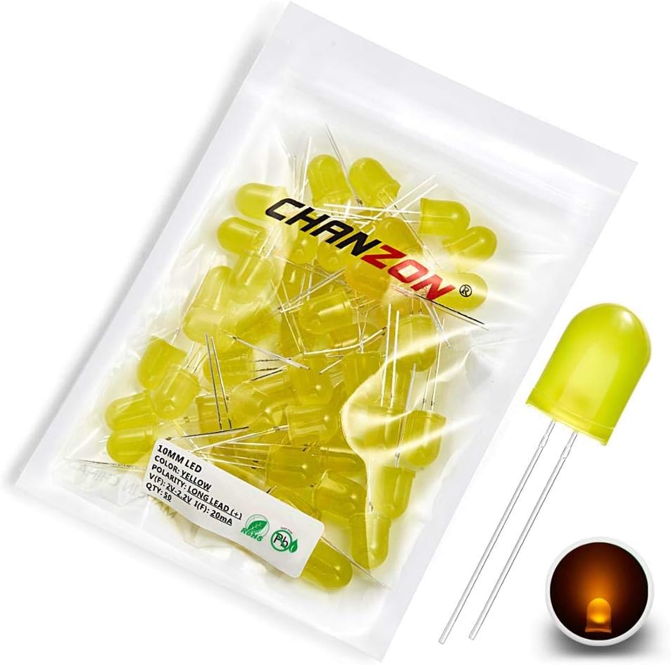 Uxcell 100pcs 5mm Red & Green LED Diodes - Diffused Round Lens, 20mA, For Electronics Projects
