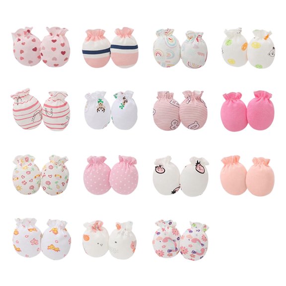 Gpaecead 15 Pairs Newborn Baby No Scratch Mittens Unisex Newborn Elastic Cotton Wrist Gloves Infant Toddler Anti Sensitive Mittens Set Free Size White