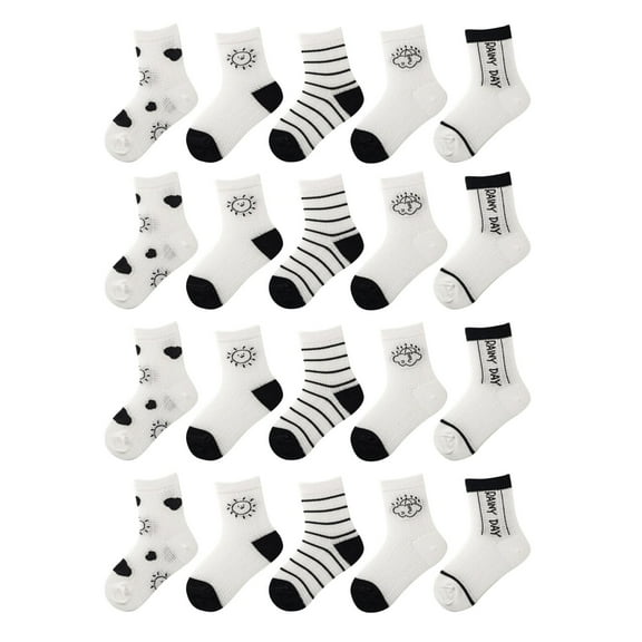 Gpaecead 20 Pairs Toddler Kids Socks Boys Girls Ankle Bear Cloud Socks Low Cut Athletic Sock Toddler Socks 9 Years White