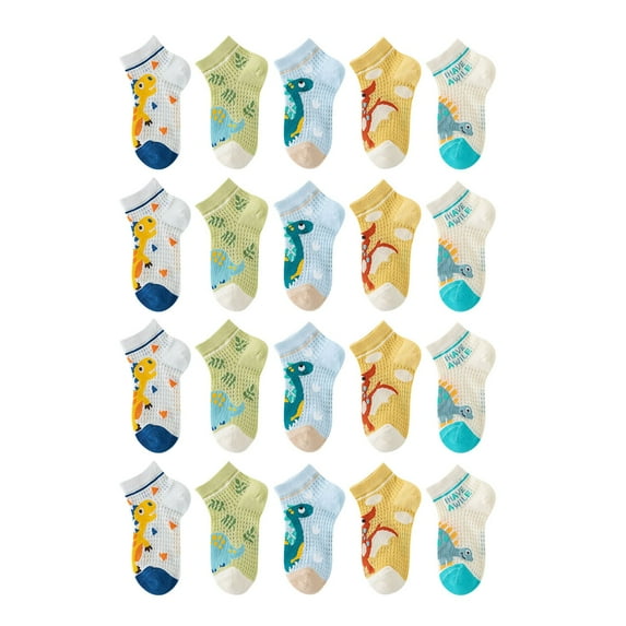Gpaecead 20 Pairs Toddler Kids Socks Boys Girls Ankle Cat Printed Socks Low Cut Athletic Sock Toddler Socks 1 Years Mint Green
