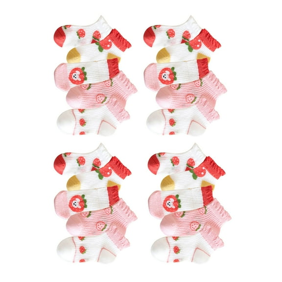 Gpaecead 20 Pairs Toddler Kids Socks Boys Girls Ankle Strawberry Printed Socks Low Cut Athletic Sock Toddler Socks 3 Years Pink