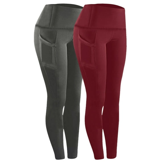 Gpaecead 2PCS Women's Activewear: Leggings for Women with Pockets - Ideal for Workout, Running, and Yoga Athletic Pants M Wine