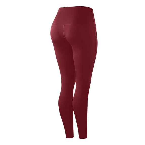YanQiao 2PCS Women's Activewear: Leggings for Women with Pockets - Ideal for Workout, Running, and Yoga Athletic Pants S Wine