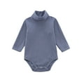 thumbnail image 1 of Rohuuque Baby Boys Girls Shirt Romper Outfit Long Sleeve Bodysuit Top Newborn High Neck Jumpsuit 9-12 Months Blue, 1 of 5