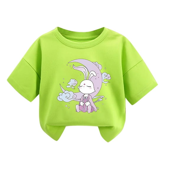 Rohuuque Baby Boys Girls Short Sleeve T-Shirts Toddler Summer Thin Rabbit Graphic Crewneck Tees Tops 3 Years Green
