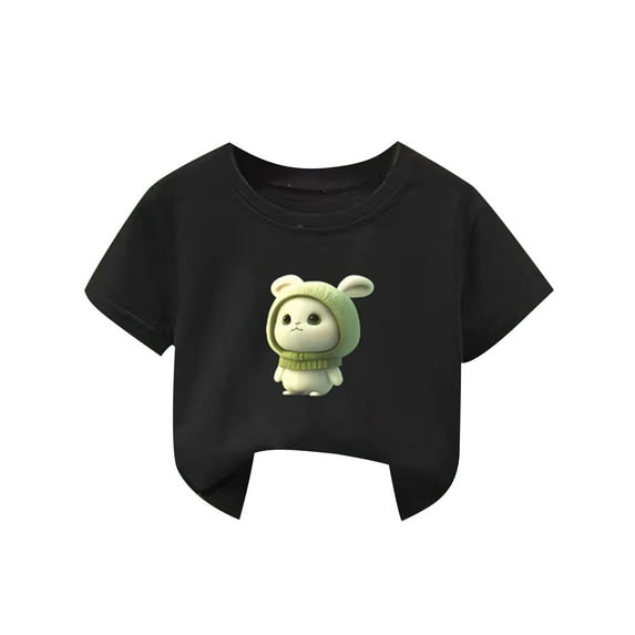 Rohuuque Baby Boys Girls Short Sleeve T-Shirts Toddler Summer Thin Rabbit Graphic Crewneck Tees Tops 4 Years Black