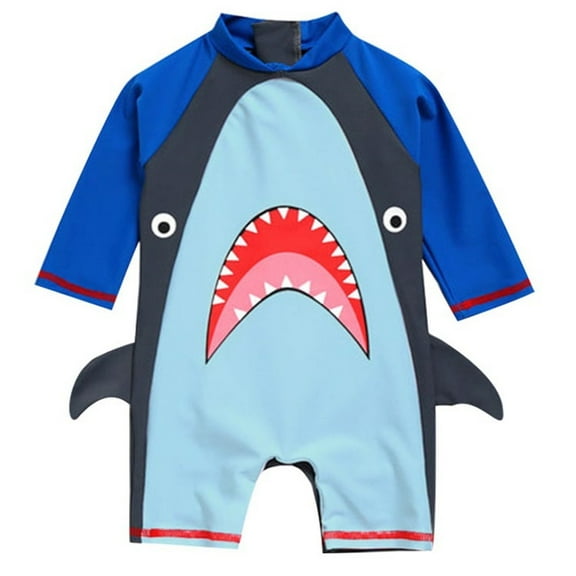 Gpaecead Baby Boys Swimsuit Kids Swimsuit Toddler Swimwear with Zip Shark Print 9 Months Dark Blue