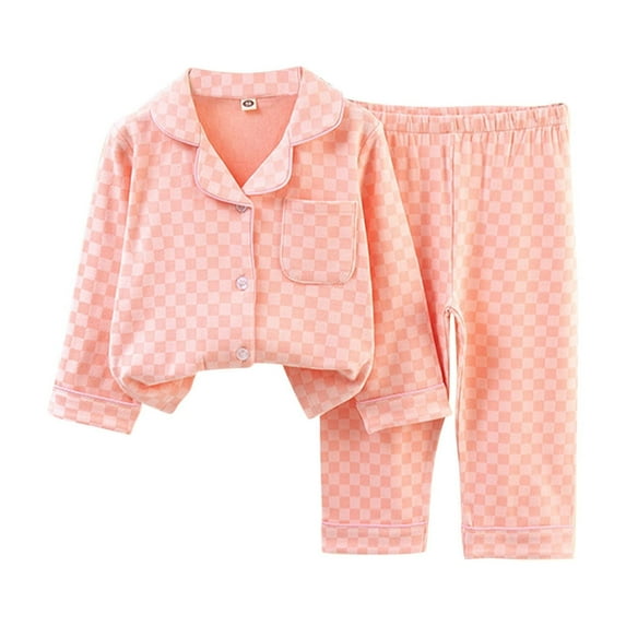 Gpaecead Baby Girl & Boy Satin Sleepwear: Button Down Top + Long Pants Pajama Set for Kids 11 Years Pink