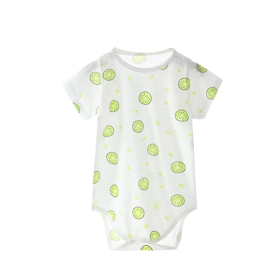 Rohuuque Baby Outfit Romper Newborn Girls Boys Short Sleeved Cotton Clothes Babies Gift Infant Rabbit Printed Bodysuit Thin Climbing Clothing 1 Months White