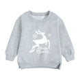 thumbnail image 1 of Rohuuque Boys Girls Christmas Outfit,Toddler Soft CrewNeck Long Sleeve PullOver Fall Clothes with Christmas Patterns 12 Months Gray, 1 of 2