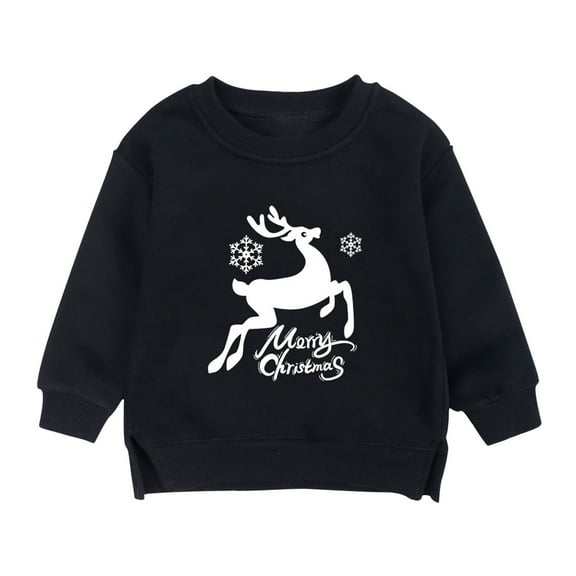 Rohuuque Boys Girls Christmas Outfit,Toddler Soft CrewNeck Long Sleeve PullOver Fall Clothes with Christmas Patterns 3 Years Black