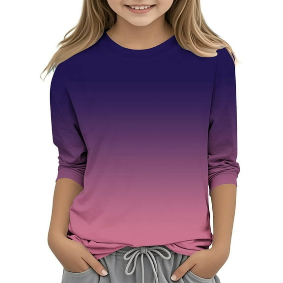 Rohuuque Boys Girls Sweatshirt,Toddler Soft Wear Crewneck Long Sleeve PullOver for Children Fall Clothes Free Size Purple
