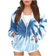 thumbnail image 1 of Rohuuque Boys Girls Tie Dye Sweatshirts Loose Casual Hoodies for Kids Long Sleeve Zip Up Pullover with Pockets 7 Years Blue, 1 of 3