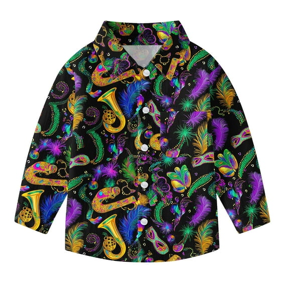 Gpaecead Boys Long Sleeve Shirts Crewneck Multicolor Blouse & Shirts with Pockets 2 Years Multicolor