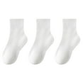 thumbnail image 1 of Lovskoo Children's 3PC Boys And Girls Student Solid Color Cotton Stockings Sports Socks Sweat Absorbing And Odor Proof Socks 12 Years White, 1 of 3