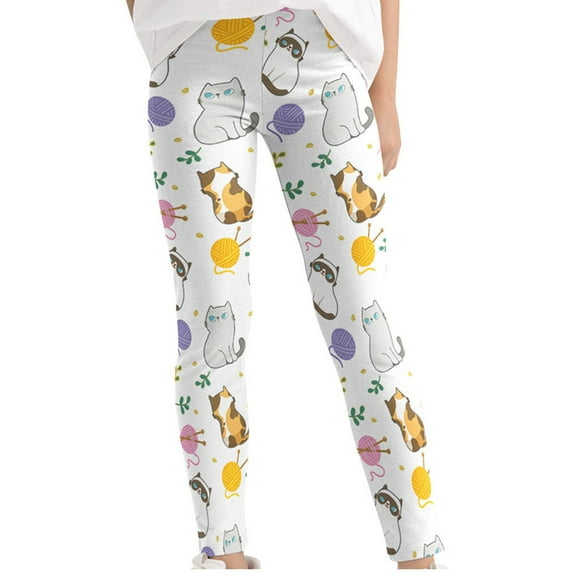 Rohuuque Children's Elastic Pants,Full-Length Pants Casual Silk Pants With Animal Print 6 Years White