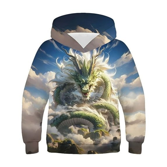 Rohuuque Children's Hooded Sweatshirt,Long Sleeves Sweatshirts Pullover with Animal Patterns 5 Years Green