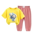 thumbnail image 1 of Rohuuque Cute & Warm Baby Fall & Winter Outfit: Rabbit-Printed Boys & Girls Sweatshirt & Pants Set 11 Years Yellow, 1 of 3