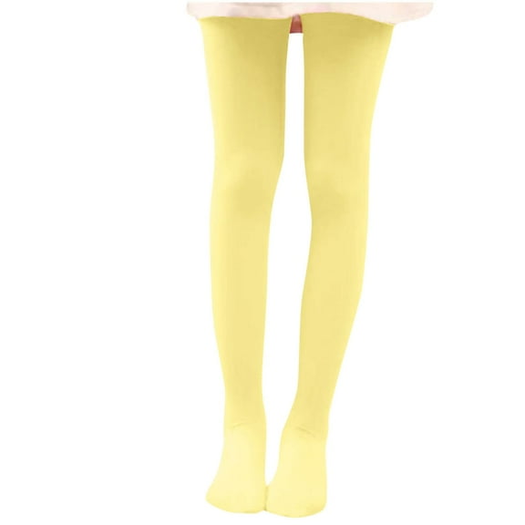 Rohuuque Girl's Microfiber Footless Solid Tights, Ballet Dance Tights, Ultra Soft Leggings XL Yellow