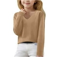 thumbnail image 1 of Rohuuque Girl's Oversized V-Neck Fall Sweaters Kids Long Sleeve Knit Pullover Shirts 11 Years Gold, 1 of 6