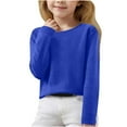thumbnail image 1 of Lovskoo Girl's Oversized V-Neck Fall Sweaters Kids Long Sleeve Knit Pullover Shirts 7 Years Blue, 1 of 6