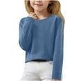 thumbnail image 1 of Rohuuque Girl's Oversized V-Neck Fall Sweaters Kids Long Sleeve Knit Pullover Shirts 7 Years Blue, 1 of 6