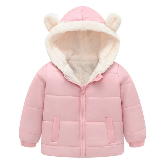 Rohuuque Girls And Boys Winter Coats Heavyweight Hooded Windproof Jacket Kids Snow Outwear Cotton Coats 5 Years Pink