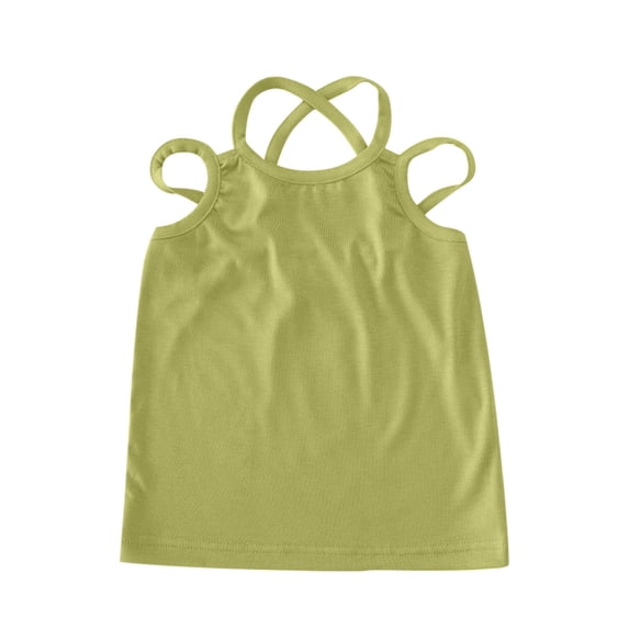 Lovskoo Girls' Camisole, Cotton Tagless Scoop Neck Cami, Toddler Sizing Solid Color Tank Top with Drawstring 1 Years Black