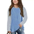 thumbnail image 1 of Rohuuque Girls Casual Long Sleeve T Shirts Basic Crewneck Loose Tunic Blouses Tops 6-7 Years Sky Blue, 1 of 3