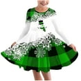 thumbnail image 1 of Gpaecead Girls Christmas Dress,Long Sleeve Stretchy Round Neck Skirt With Cute Pattern Print 11 Years Green, 1 of 3